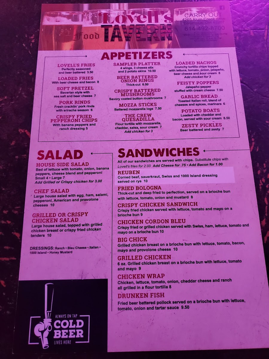 Lovell's Tavern Menu - Image 3